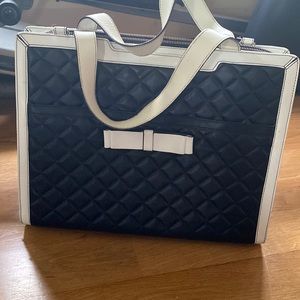 Theresa Kathryn  black with snow trim Audrey laptop bag